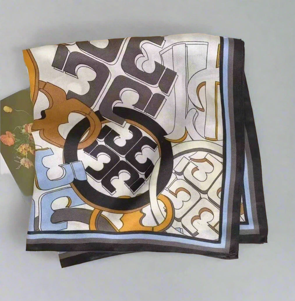 Geometric silk scarf