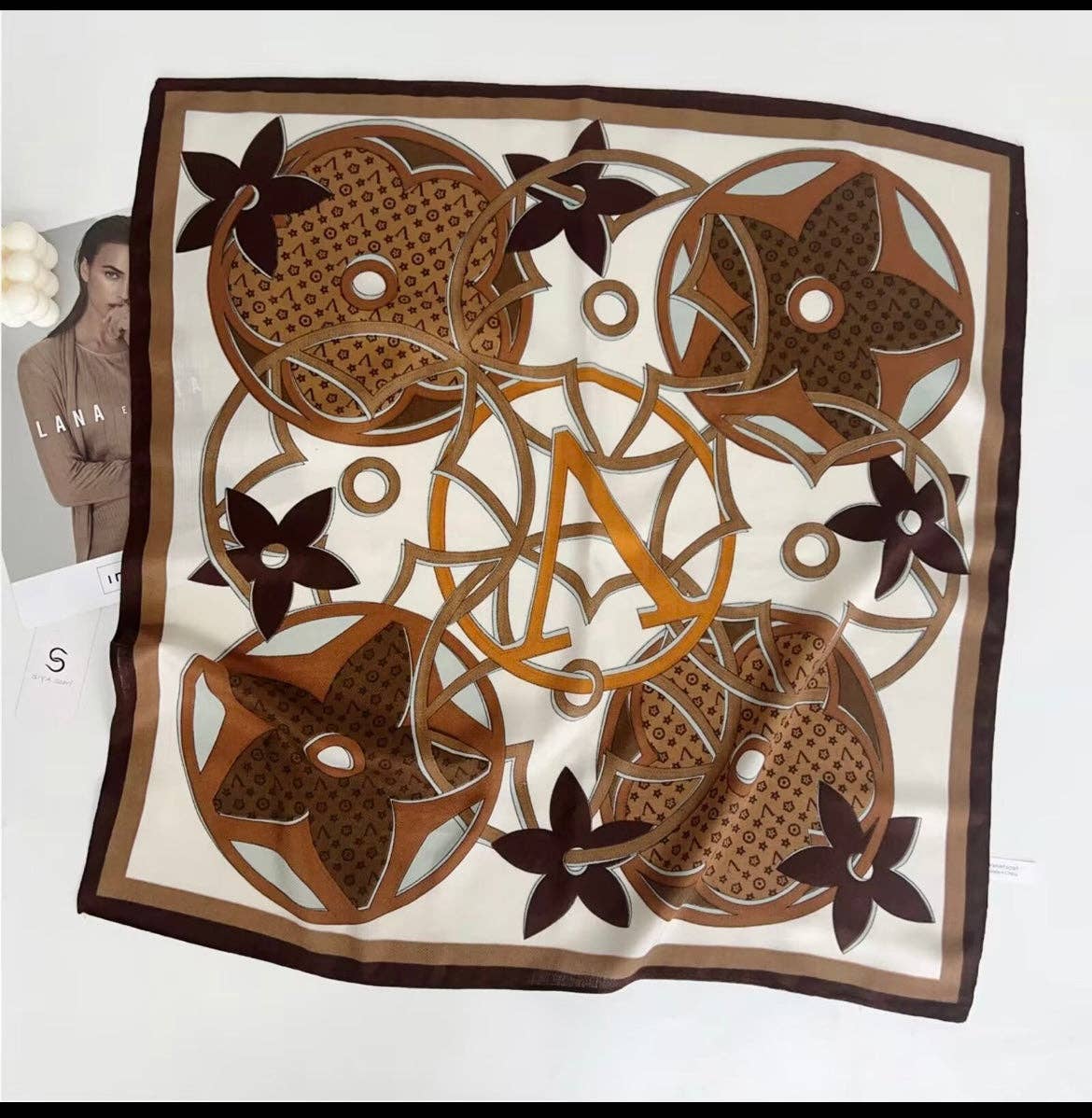 Floral brown scarf
